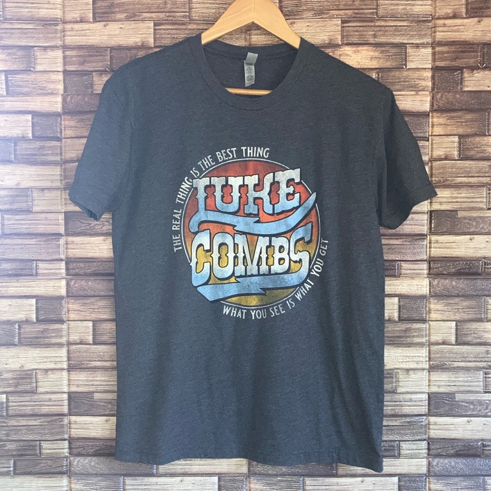 Luke Combs Concert Gray T Shirt Next Level Medium EUC